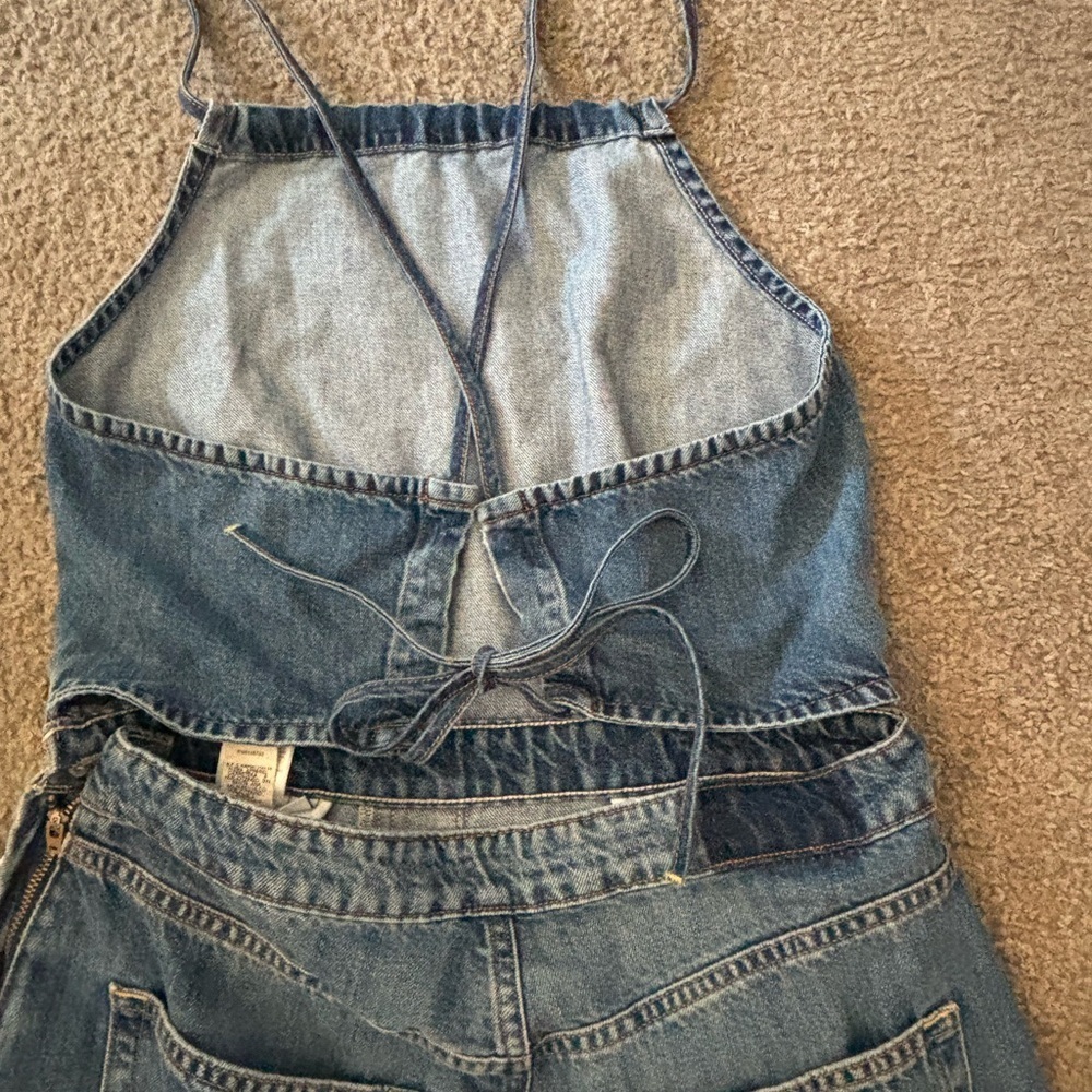 Denim Halter Jumpsuit - Picture 7 of 9